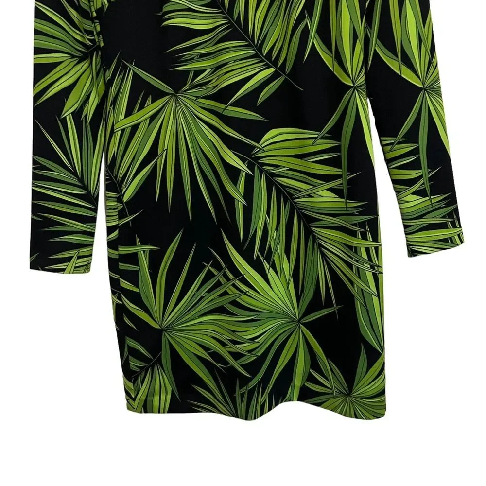 MICHAEL KORS NWT Long Sleeve Palm Leaf Print Sheath Dress S